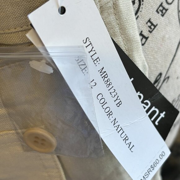 New with Tags! Larry Levine Chelsea Linen Khaki Crop Cargo Walking Pants Sz 12 - Picture 6 of 6